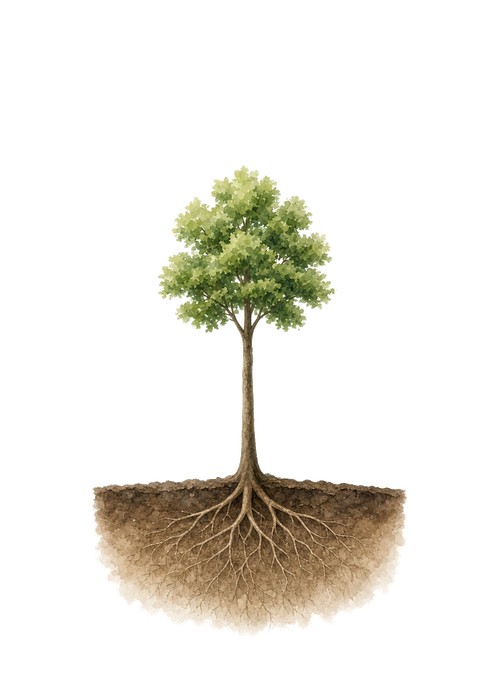 Árbol joven: los primeros frutos son pocos y pequeños