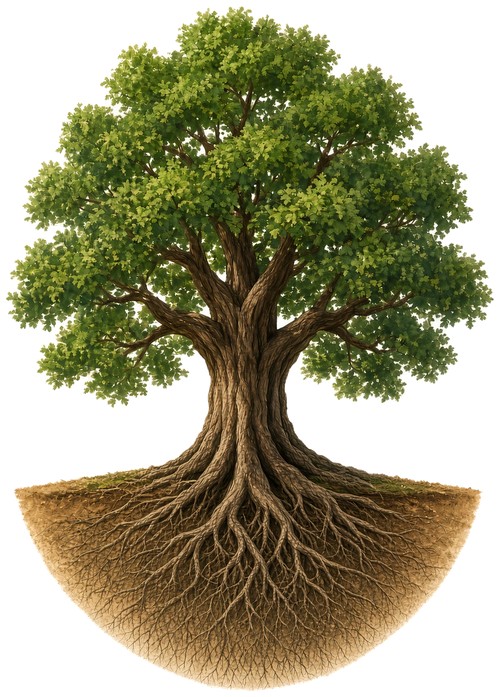 Raíces y copa: sin raíces el árbol no aguanta el viento